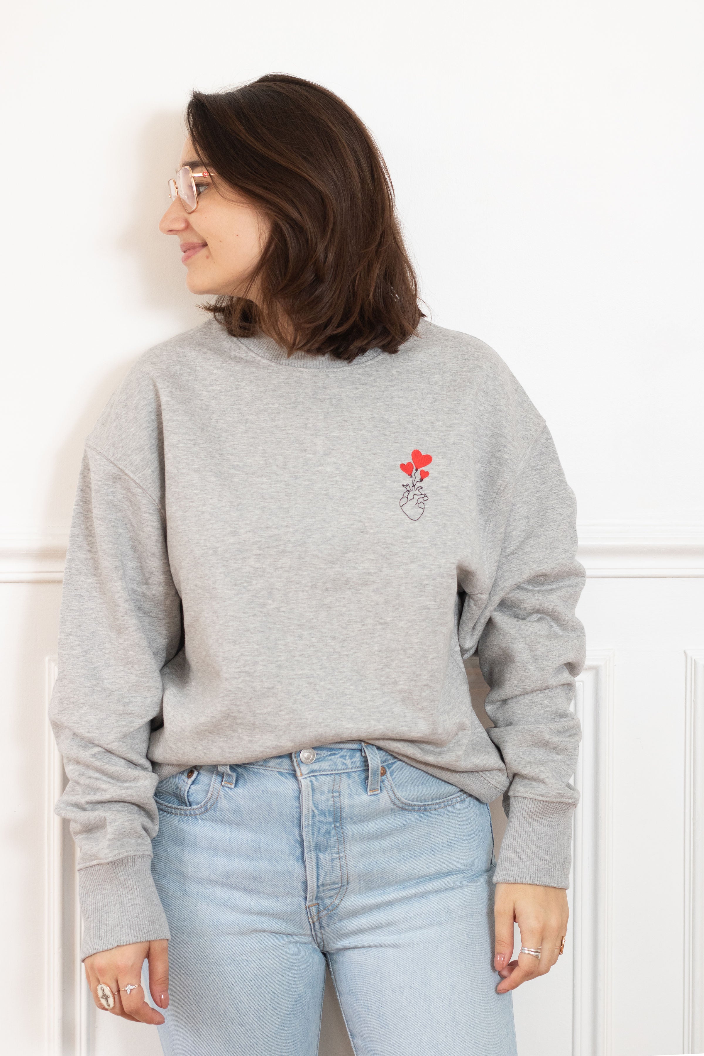 SWEAT GRIS COEUR COEUR